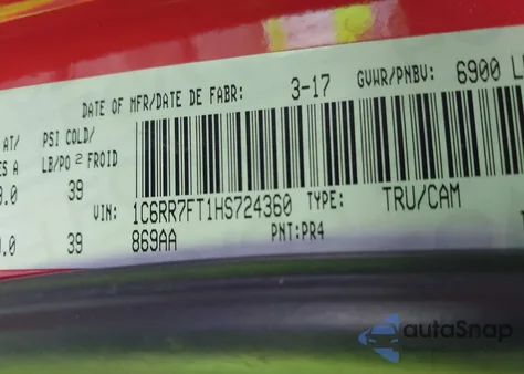 2017 Ram 1500 St z USA, uszkodzony, nr VIN 1C6RR7FT1HS724360